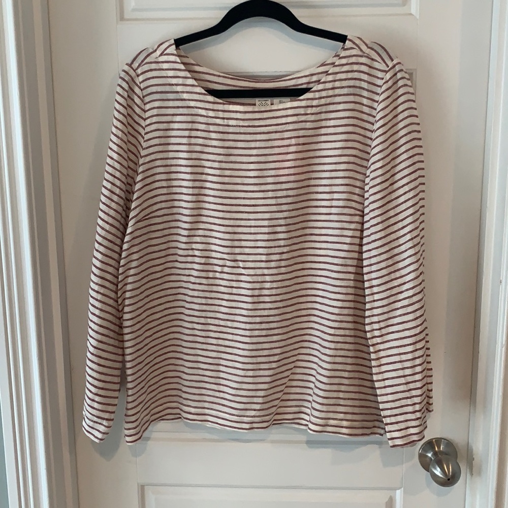Women’s striped long sleeve linen top